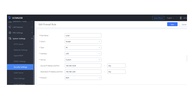 Hướng dẫn cấu hình Static Defence trên Firewall của UCM62XX
