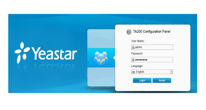 Giao diện đăng nhập của Gateway TA100 / TA200