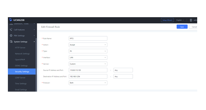 Tạo rule accept host FPT backup