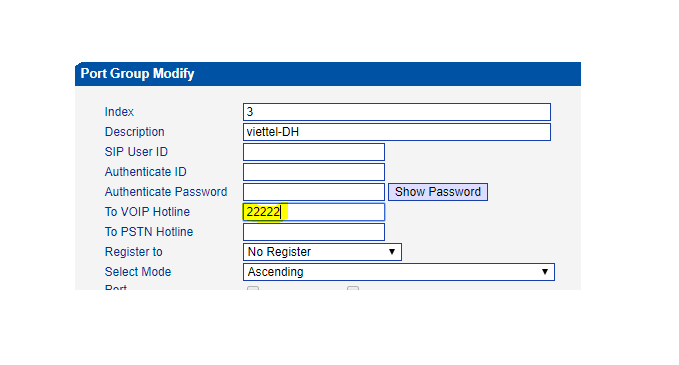 Trên Asterisk tạo Inbound với DID 22222 để hứng cuộc gọi từ Dinstar GSM