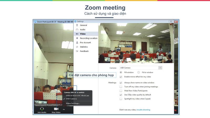 Cài dặt video trên giao diện