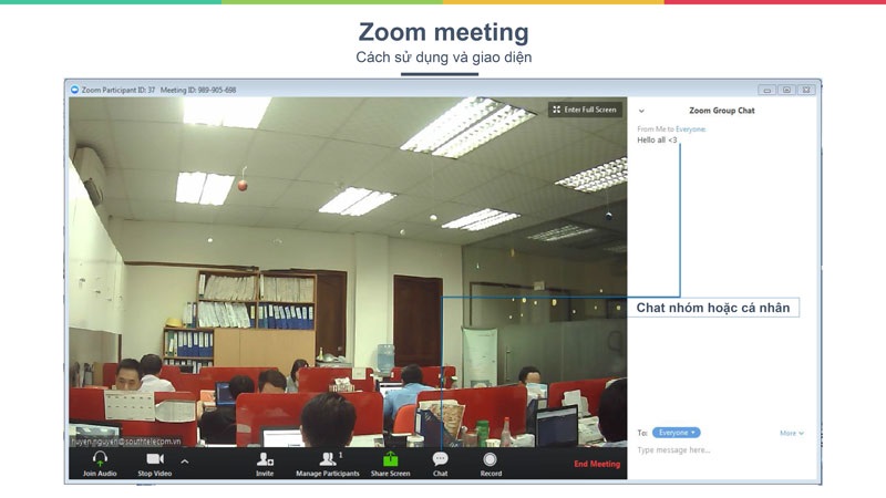 Chat trực tiếp trên ứng dụng Zoom