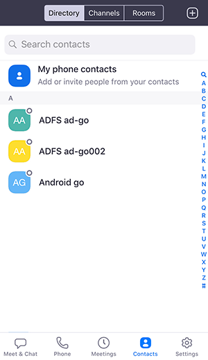 Danh bạ người dùng Zoom