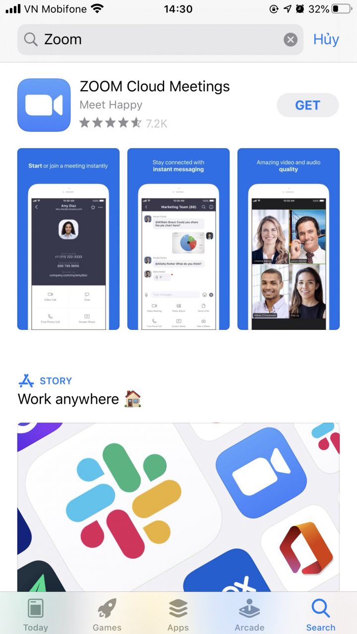 Tải Zoom dành cho IOS trên App Store