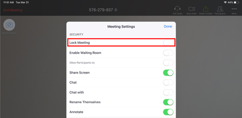 hướng dẫn chi tiết cách khóa phòng họp trên zoom trên iPad