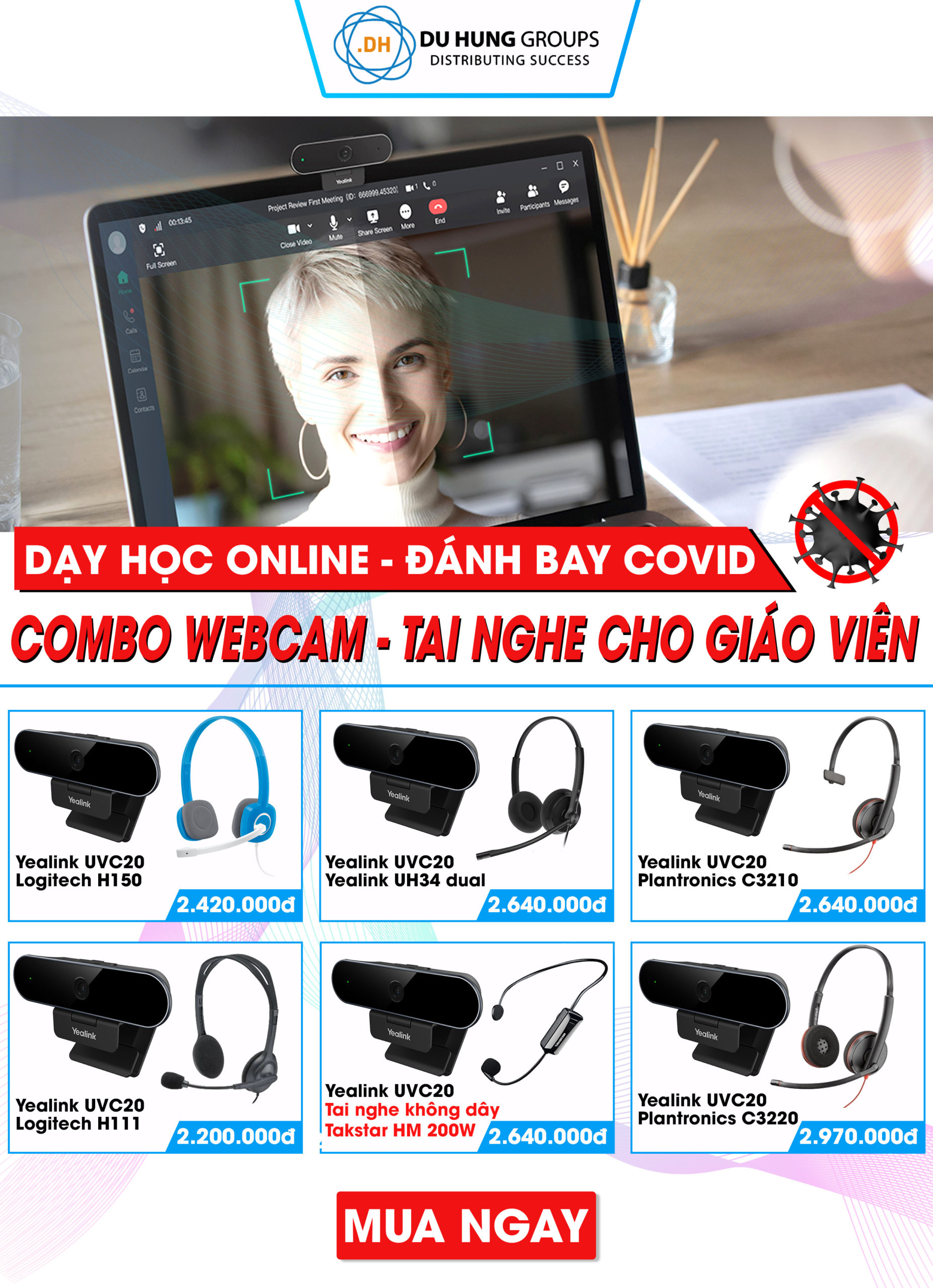 Combo webcam và tai nghe cho giáo viên