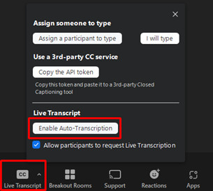 hướng dẫn sử dụng tính năng live transcrip trên zoom
