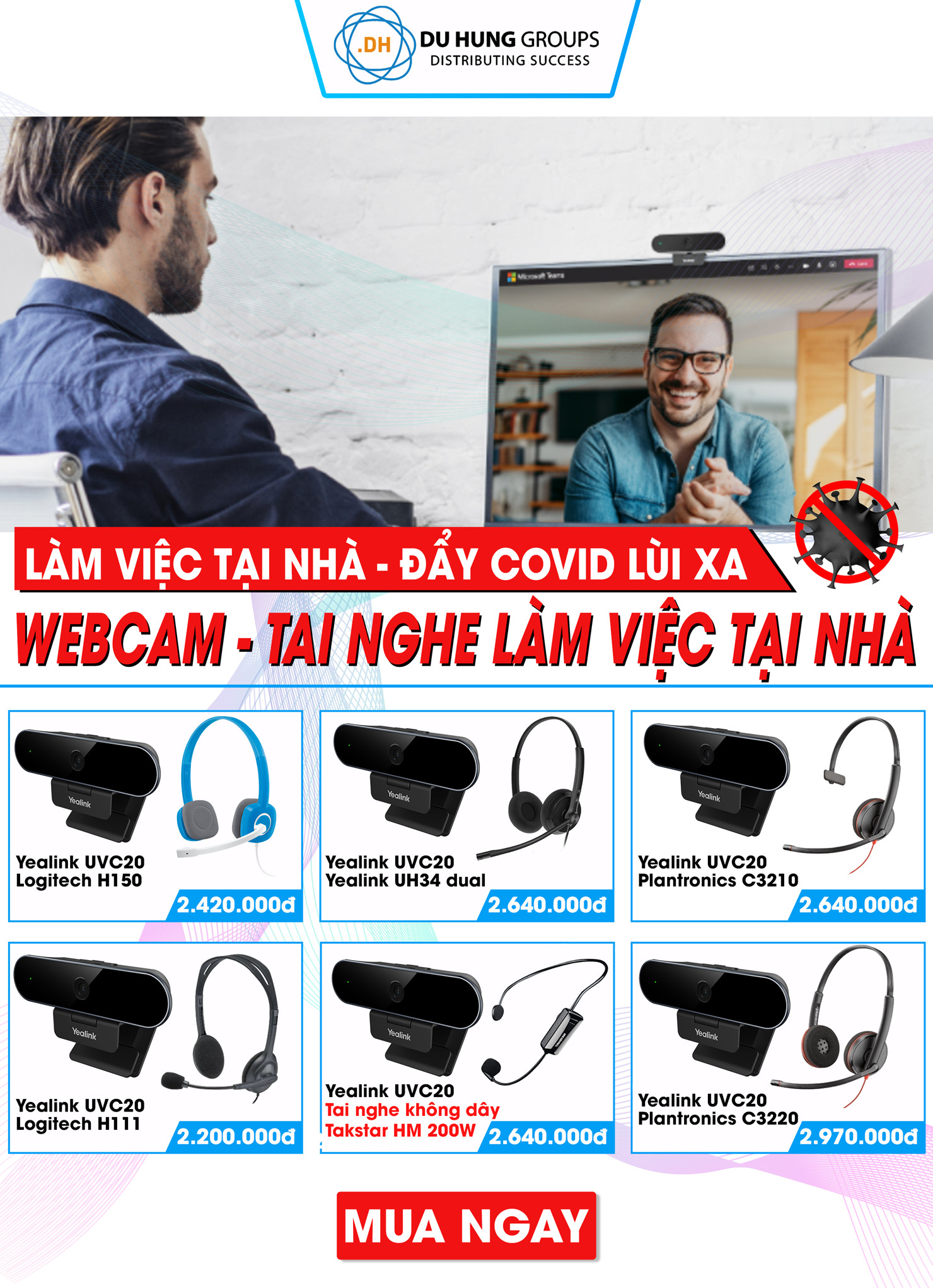 webcam và tai nghe làm việc tại nhà