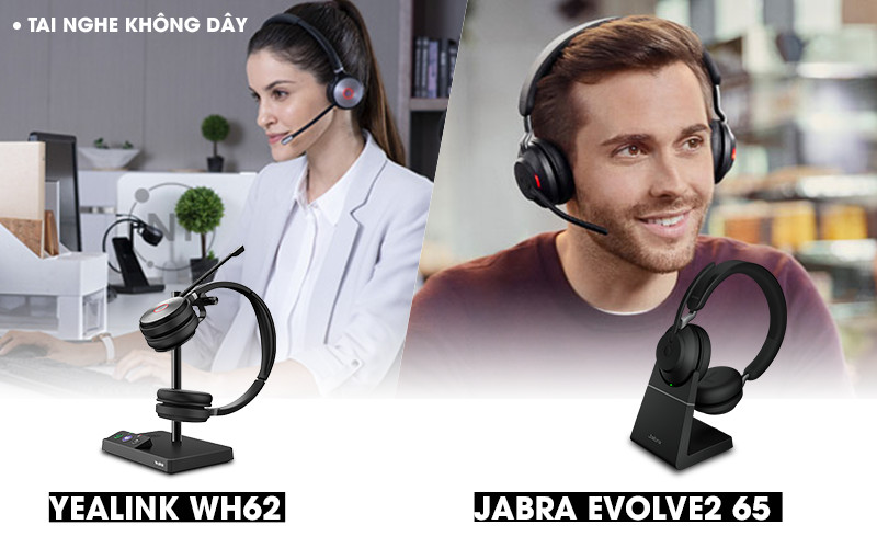 So sánh tai nghe Yealink WH62 Dual và jabra Evolve2 65