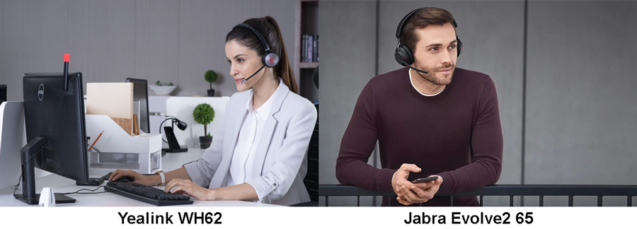 So sánh tai nghe Yealink WH62 Dual và jabra Evolve2 65