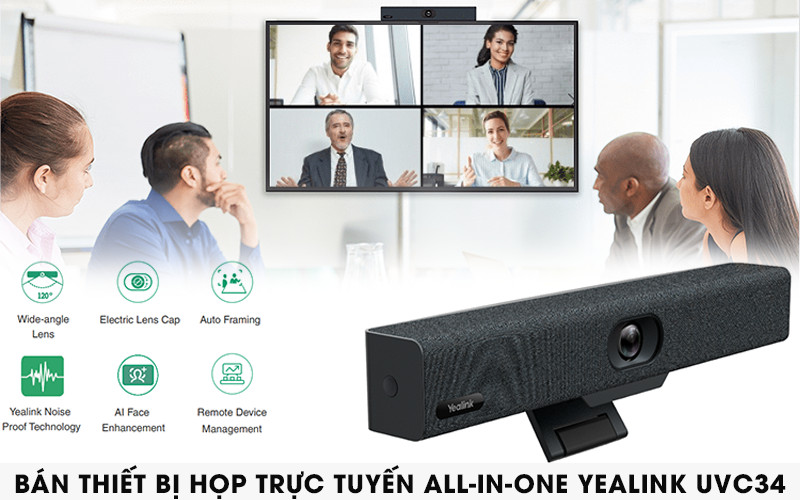 Bán thiết bị họp trực tuyến All-in-one Yealink UVC34 chính hãng, giá tốt