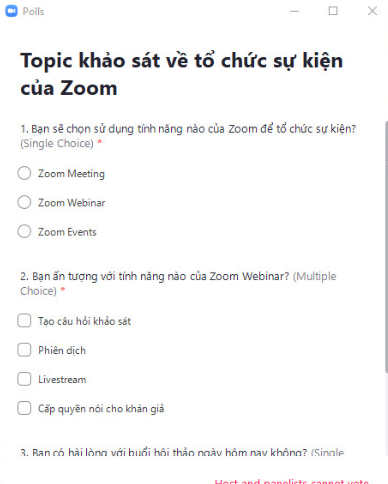 Cách tổ chức bỏ phiếu và đố vui trên Zoom Webinar