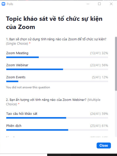 Cách tổ chức bỏ phiếu và đố vui trên Zoom Webinar