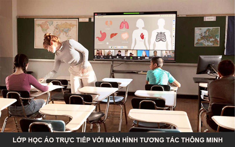 Lớp học ảo trực tiếp với màn hình tương tác thông minh