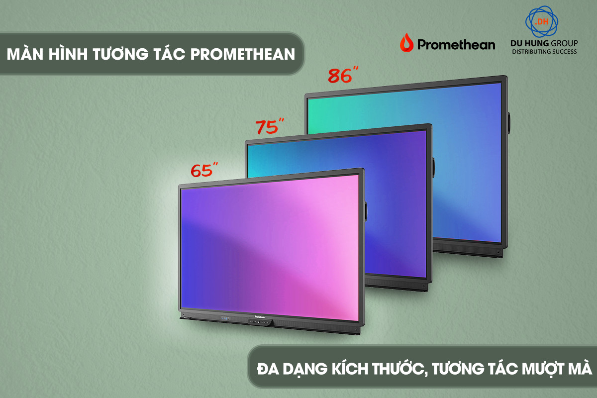 Màn hình tương tác Promethean - Đa dạng kích thước, Tương tác mượt mà