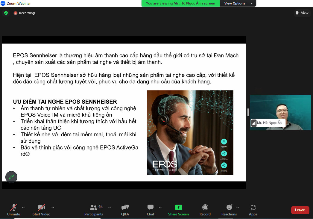 WEBINAR – GIỚI THIỆU SẢN PHẨM TAI NGHE EPOS SENNHEISER DÀNH CHO TỔNG ĐÀI VIÊN