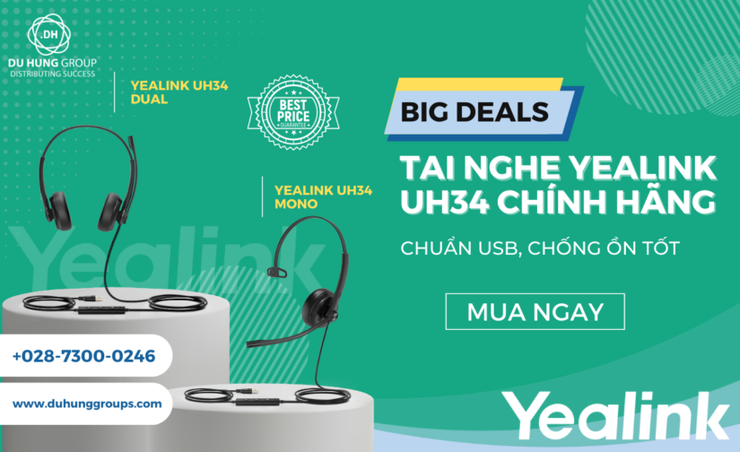 Tai nghe Yealink UH34 chính hãng – Chuẩn USB, Chống ồn tốt
