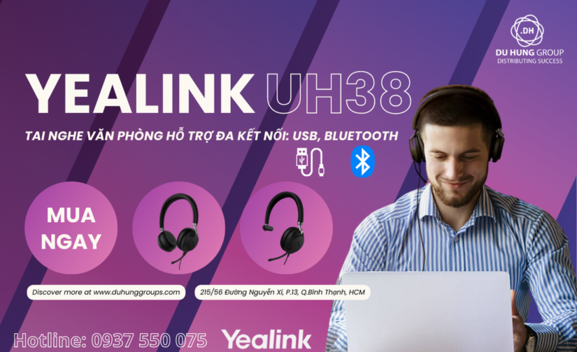 Tai nghe Yealink UH38 cho văn phòng | Hỗ trợ đa kết nối USB, Bluetooth