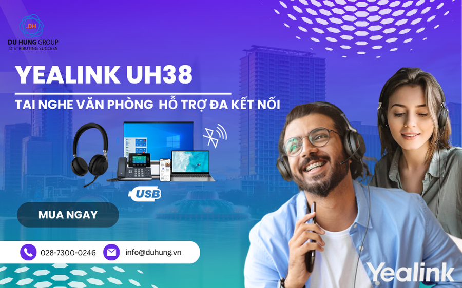 Tai nghe văn phòng Yealink UH38 hỗ trợ đa kết nối