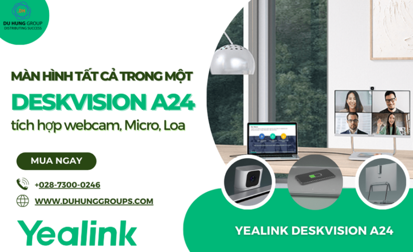 Màn hình tất cả trong một DeskVision A24 tích hợp webcam, Micro, Loa
