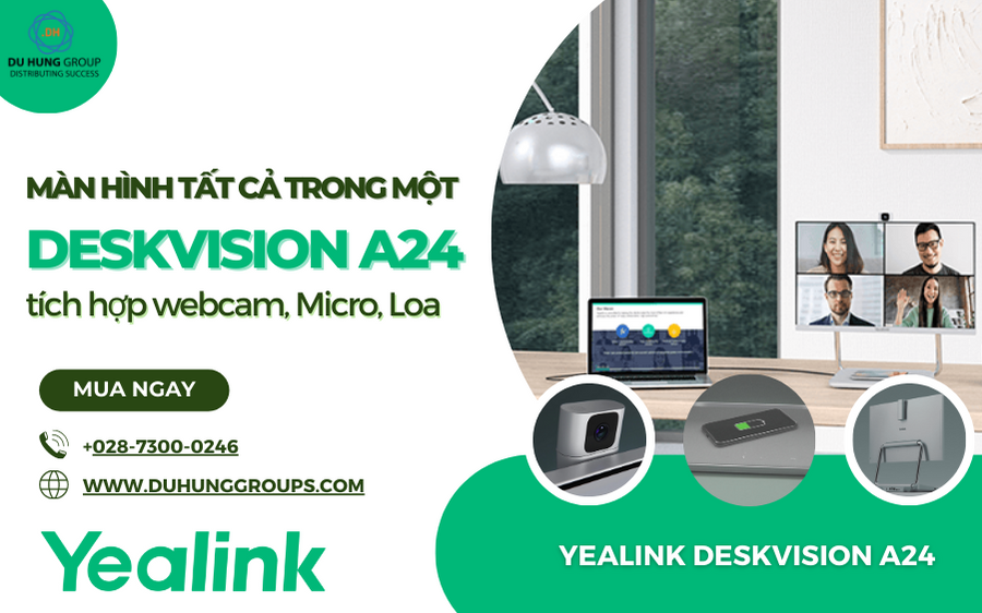 Màn hình tất cả trong một DeskVision A24 tích hợp webcam, Micro, Loa