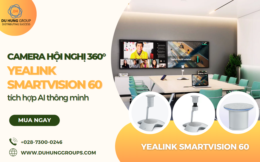 Yealink SmartVision 60 - Camera hội nghị 360°, tích hợp AI thông minh