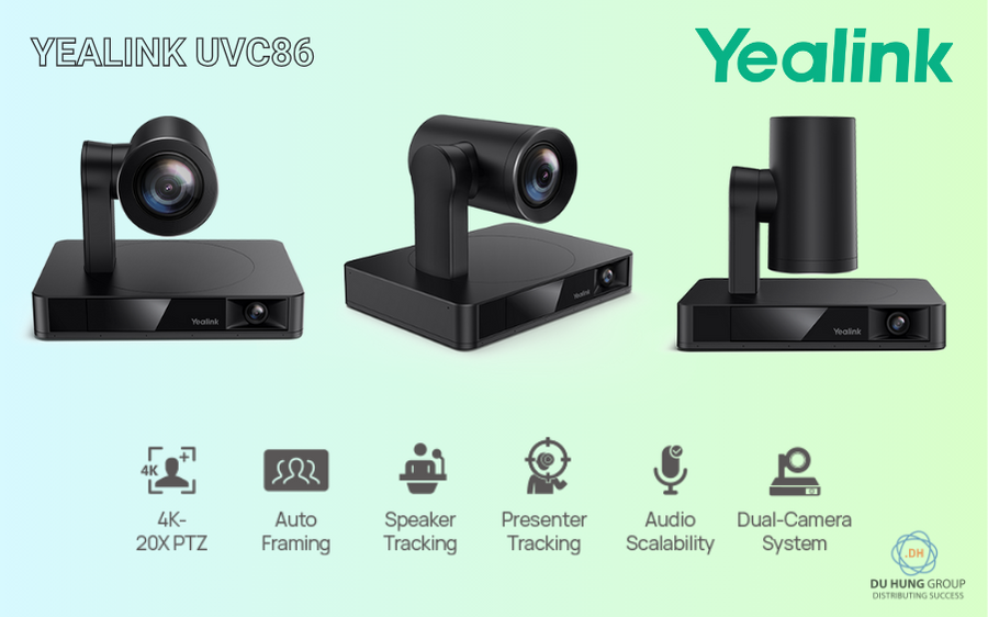 Yealink UVC86 4K PTZ Camera hội nghị kép theo dõi thông minh