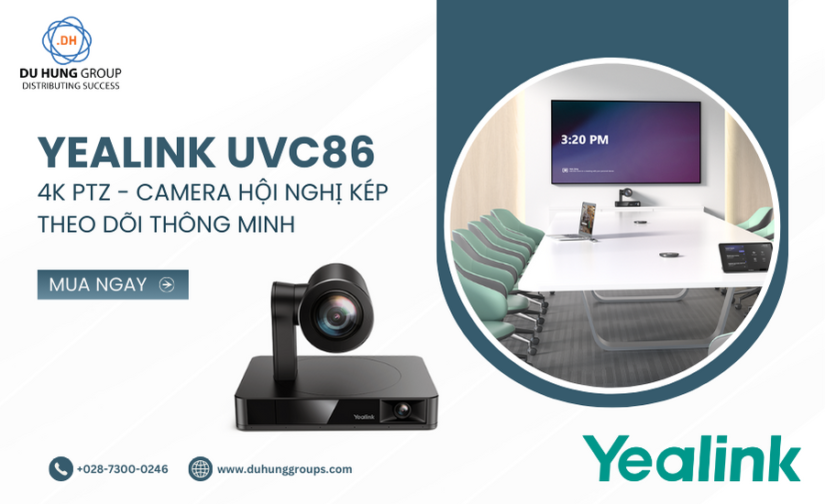 Yealink UVC86 4K PTZ Camera hội nghị kép theo dõi thông minh