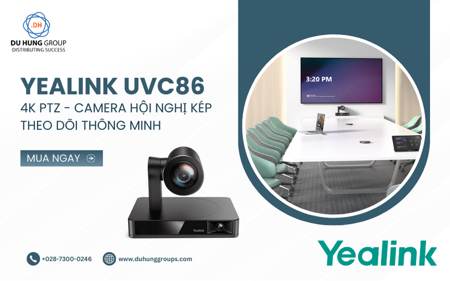 Yealink UVC86 4K PTZ Camera hội nghị kép theo dõi thông minh