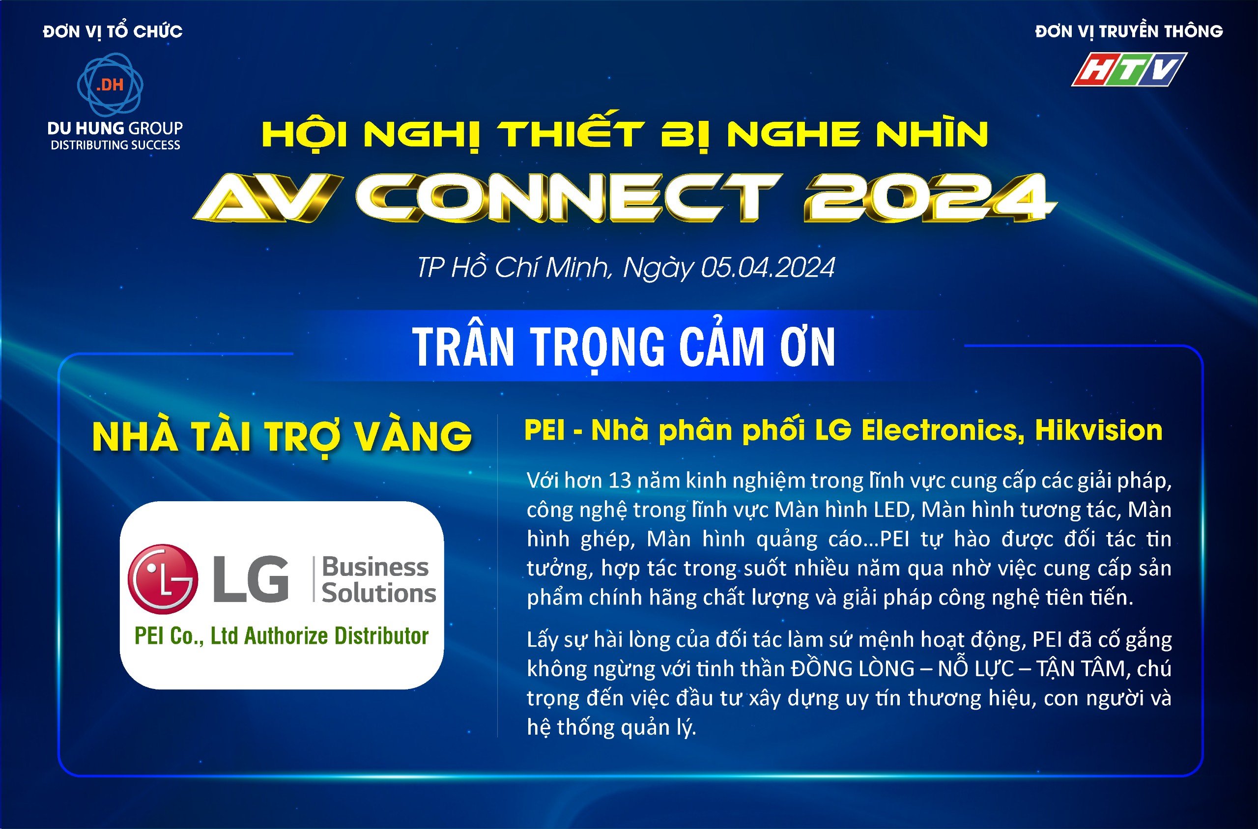 PEI - Nhà phân phối LG Electronics, Hikvision nhà tài trợ Vàng cho sự kiện AV CONNECT 2024