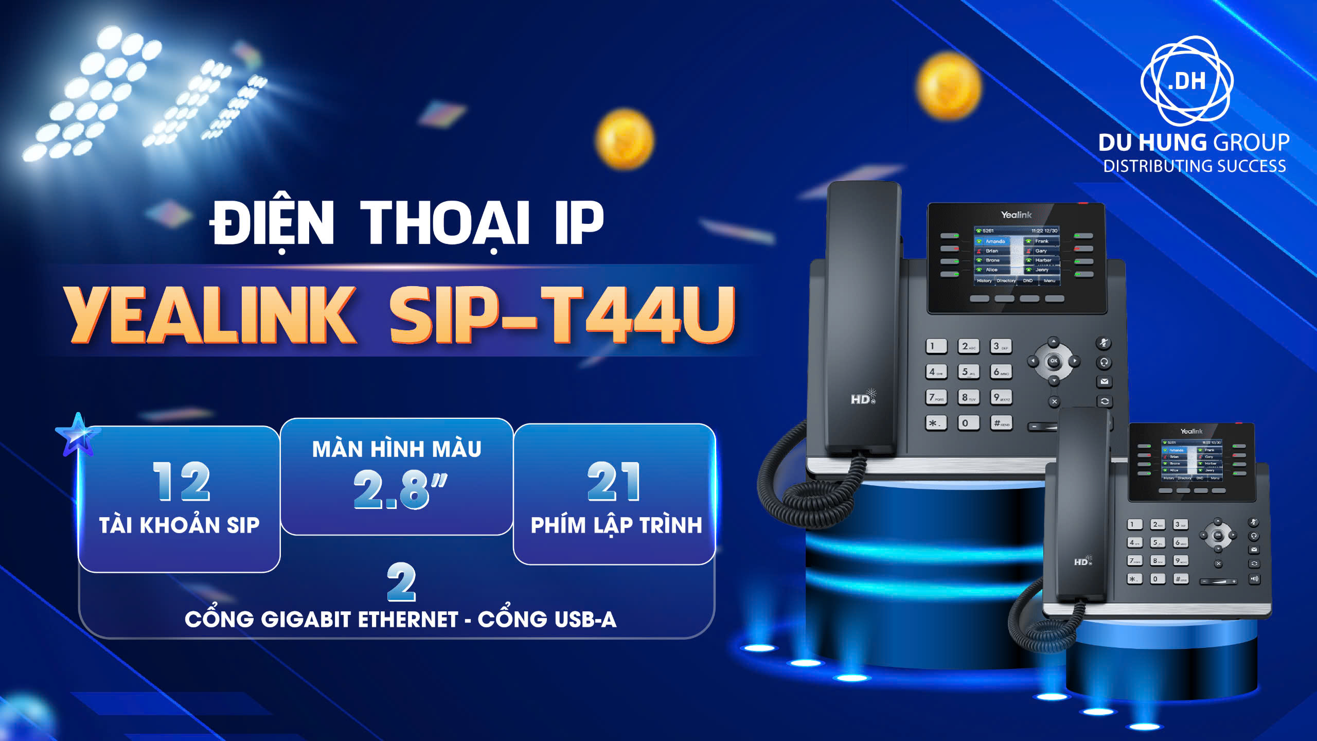 Điện thoại IP Yealink SIP-T44U cho văn phòng hiện đại