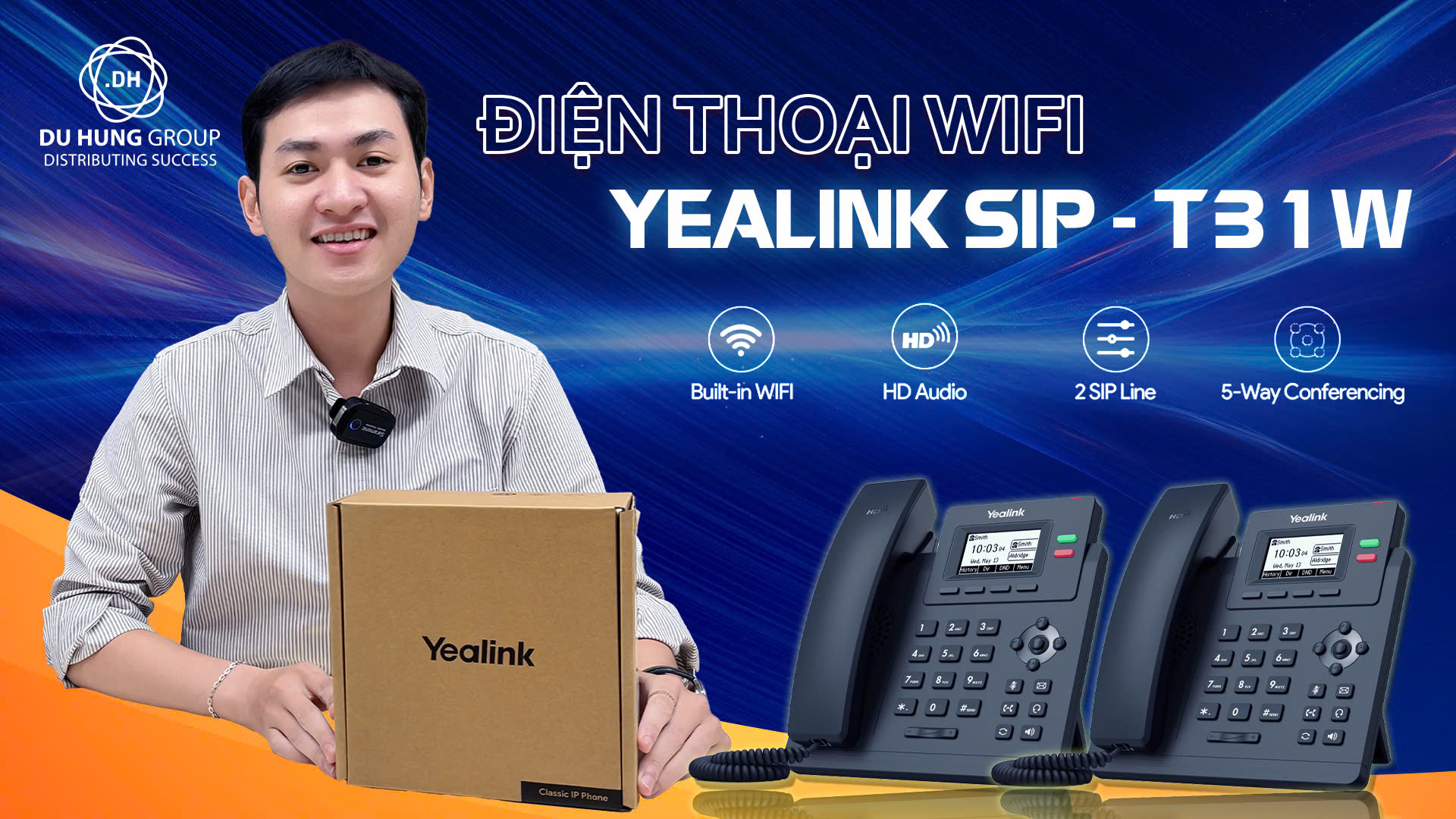 Điện thoại bàn Wifi Yealink SIP-T31W kết nối không dây tiện lợi
