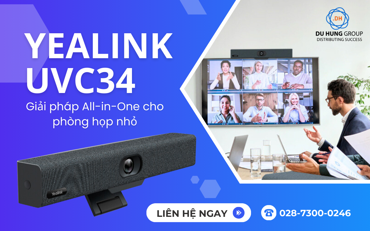 Thiết bị hội nghị Yealink UVC34: Giải pháp All-in-One cho phòng họp nhỏ