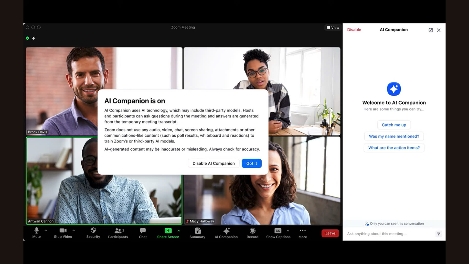 Hướng dẫn sử dụng Zoom AI Companion để đặt câu hỏi trong cuộc họp