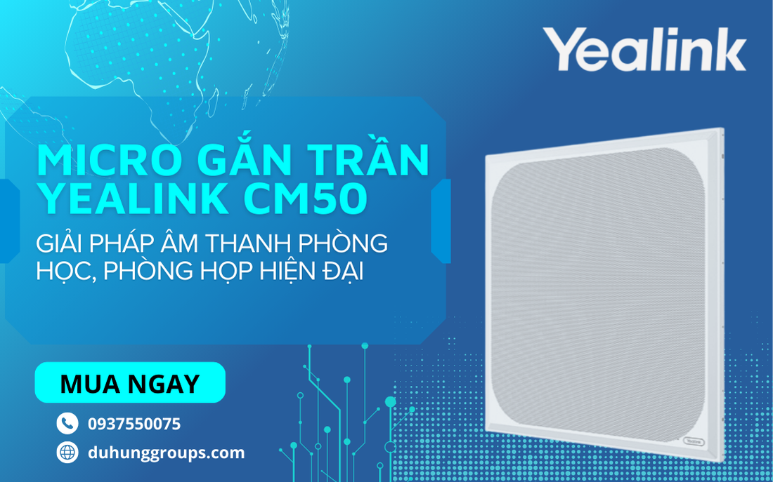 Micro gắn trần Yealink CM50 - giải pháp âm thanh phòng học, phòng họp hiện đại
