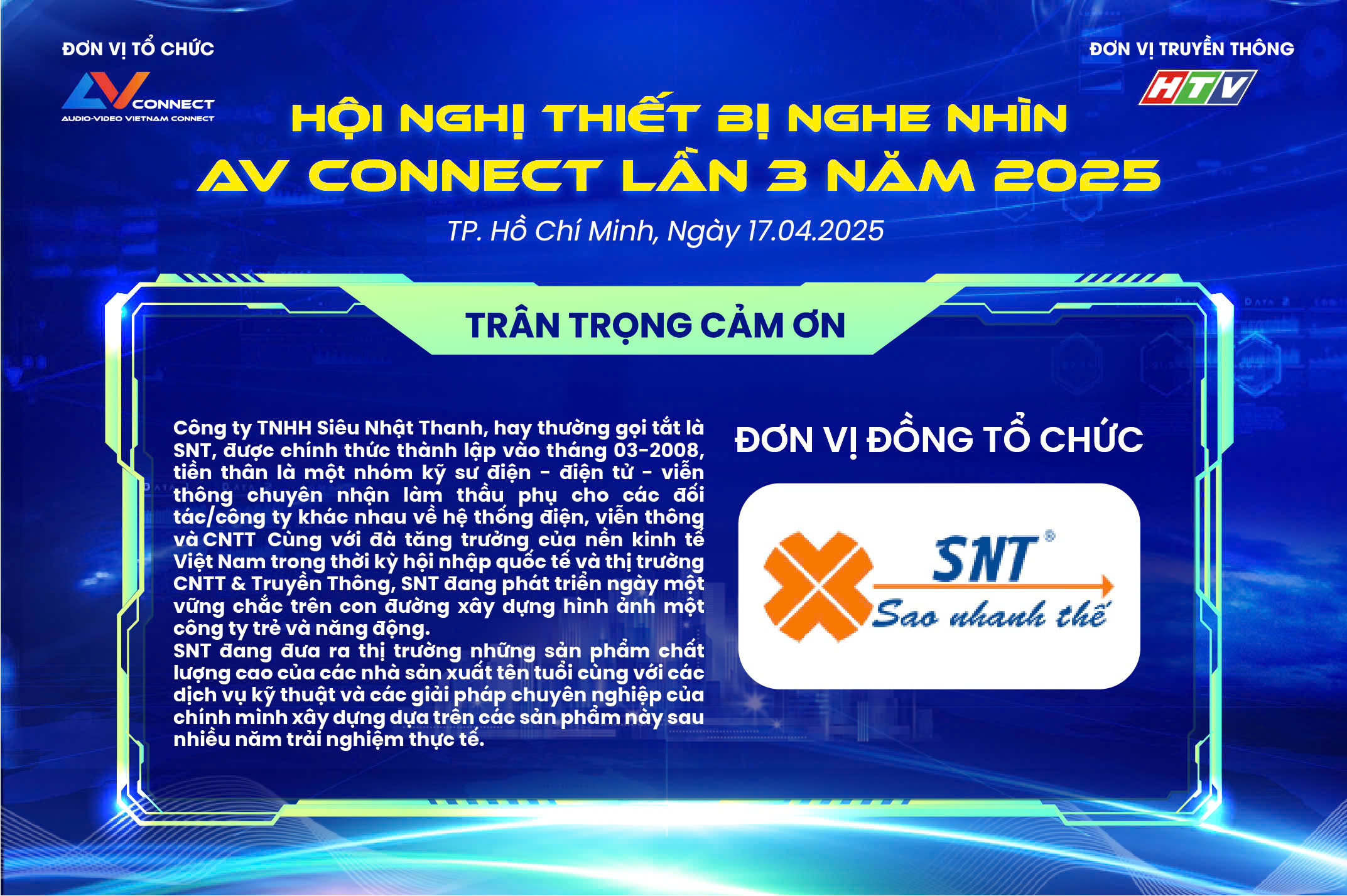 SNT – ĐƠN VỊ ĐỒNG TỔ CHỨC SỰ KIỆN AV CONNECT LẦN 3 NĂM 2025