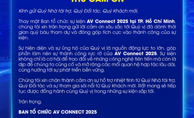 THƯ CẢM ƠN – AV CONNECT LẦN 3 NĂM 2025
