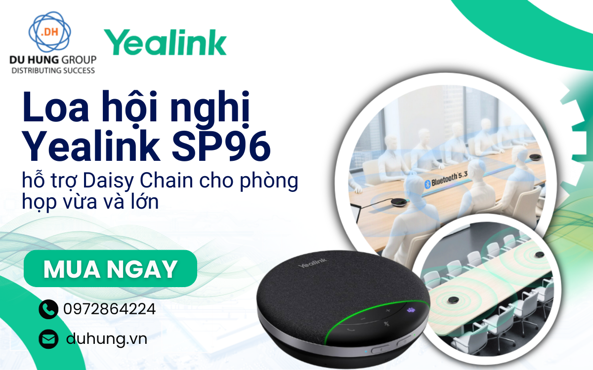 Loa hội nghị Yealink SP96 hỗ trợ Daisy Chain cho phòng họp vừa và lớn