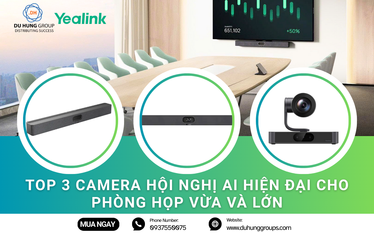 Top 3 camera hội nghị AI hiện đại cho phòng họp vừa và lớn